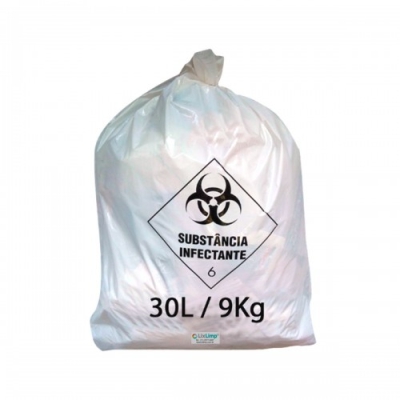 Saco de Lixo Hospitalar/Infectante Branco 30L c/100 - Rava